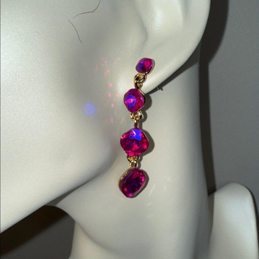 Gold colored metal Crystal Drop Earrings 6 colors to choose from